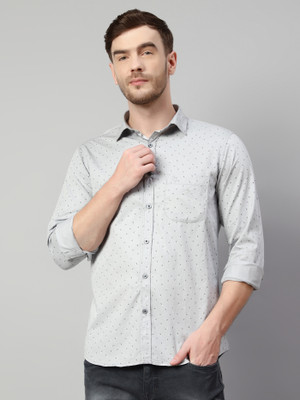 CANTABIL Men Printed Casual Grey Shirt