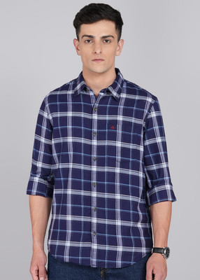 WROGN Men Checkered Casual Dark Blue Shirt
