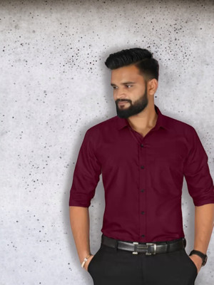 HENDRIX FASHION Men Solid Casual Maroon Shirt