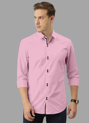 SUR-T Men Solid Casual Pink Shirt