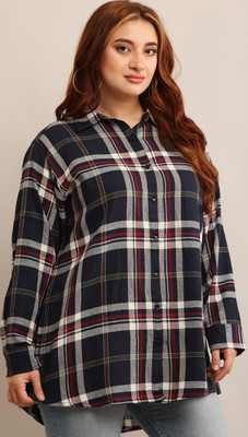stylemyth Women Checkered Casual Blue Shirt