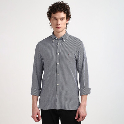 TOMMY HILFIGER Men Striped Casual White Shirt