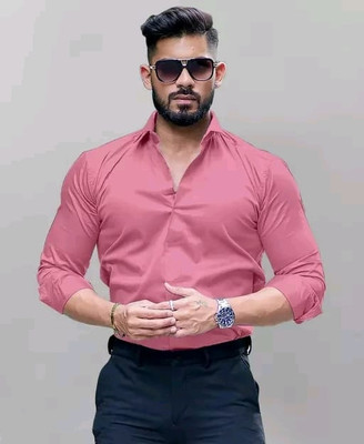 UNNATI TRENDS Men Solid Formal Pink Shirt