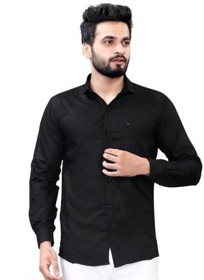 JILANI TRADERS Men Solid Casual Black Shirt