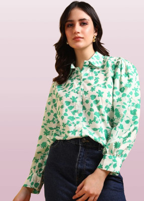 Ann Springs Women Printed Casual Green Shirt