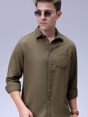 The Indian Garage Co. Men Solid Beach Wear Green Shirt