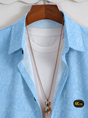 gurukrupa creation Men Solid Casual Light Blue Shirt