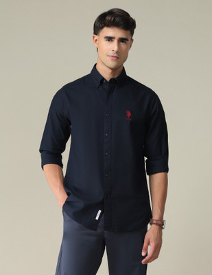 U.S. POLO ASSN. Men Solid Casual Blue Shirt