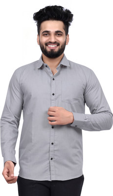 StellLIFEsTYLE Men Solid Casual Grey Shirt