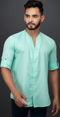 FURBO Men Solid Casual Green Shirt