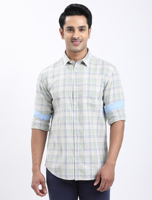 INDIAN TERRAIN Men Checkered Casual Green Shirt