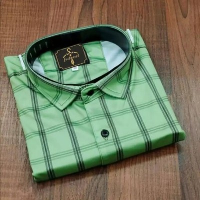 fitoda fashion Men Checkered Casual Black, Green Shirt