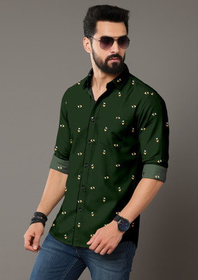VASTRAHOUSE Men Printed Casual Green Shirt