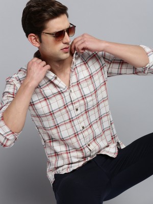 Showoff Men Checkered Casual Beige, Red Shirt