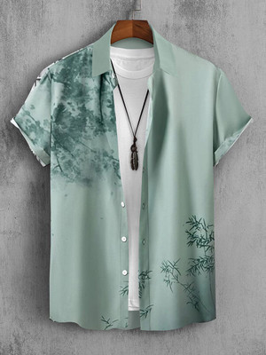 Radha Krishna Fashion Men Printed Casual Green Shirt
