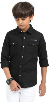 ROCKET SCIENCE Boys Solid Casual Black Shirt