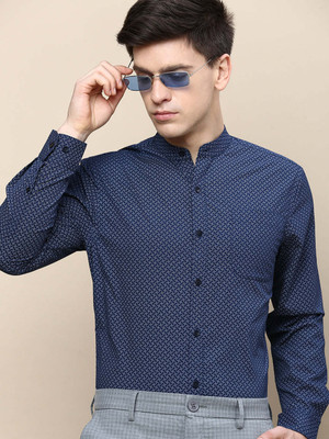 INVICTUS Men Printed Formal Dark Blue Shirt