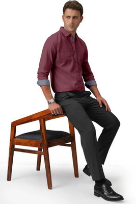 Vasanam Men Solid Formal Maroon Shirt