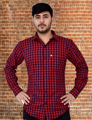 VK WINTER WEAR Men Checkered Casual Red, Black Shirt