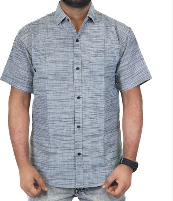 Ufx Men Self Design Casual Beige Shirt