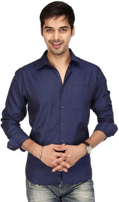 Super Weston Trend Men Solid Casual Dark Blue Shirt