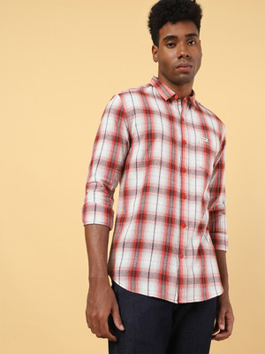 Wrangler Men Checkered Casual Red Shirt