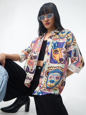 The Souled Store Women Animal Print Casual Multicolor Shirt
