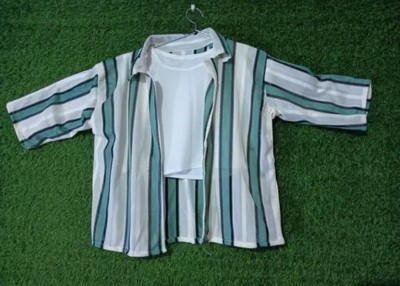 ANKU Women Printed Casual Green, White Shirt