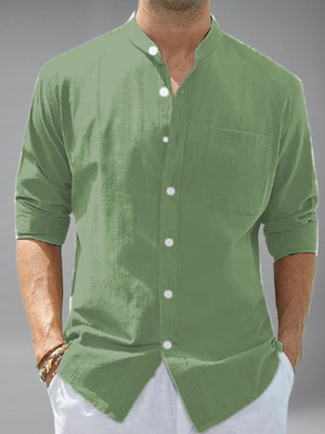BHUVIKOO Men Solid Casual Light Green Shirt