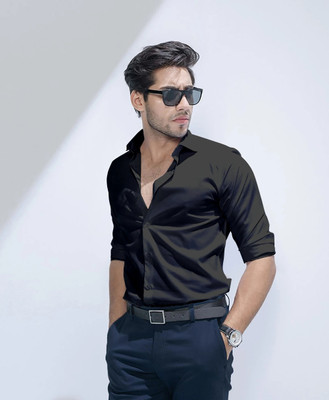 Lyphy Men Solid Formal Black Shirt