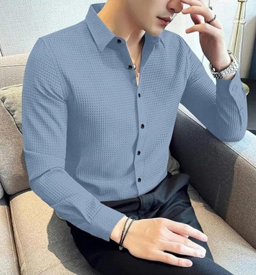 Hityyani Men Self Design Formal White Shirt