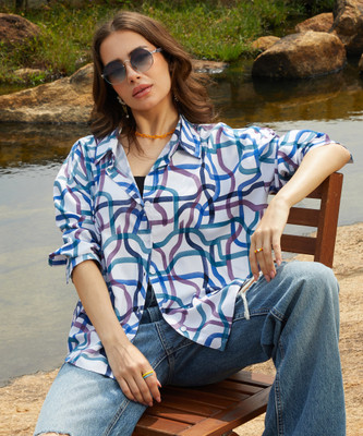 CAMPUS SUTRA Women Printed Casual Blue Shirt