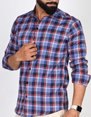 Tanip Men Checkered Casual Blue Shirt