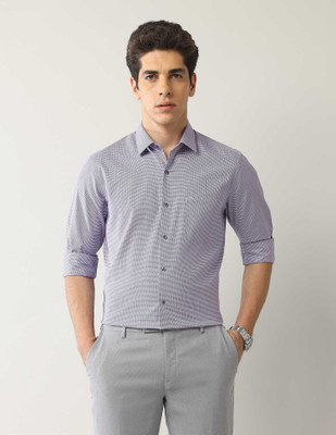 ARROW Men Self Design Formal Purple Shirt