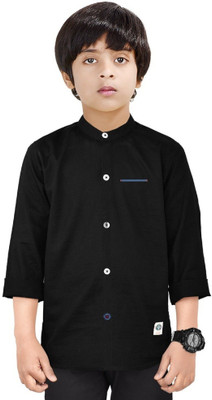 crane Boys Solid Casual Black Shirt