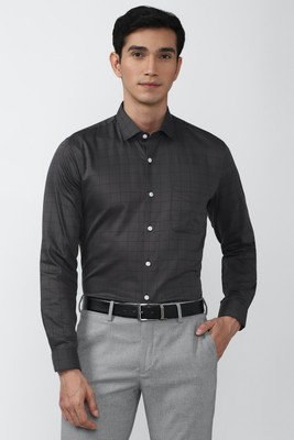 PETER ENGLAND Men Checkered Formal Grey Shirt