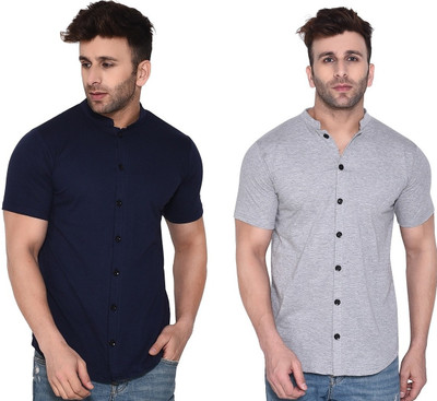GEUM Men Solid Formal Black, White Shirt(Pack of 2)