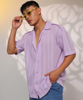 CAMPUS SUTRA Men Striped Casual Purple Shirt