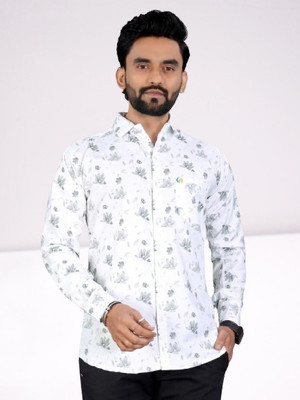 ALVIN ENTERPRISE Men Printed Formal White Shirt