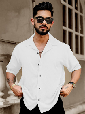 METRONAUT Men Self Design Casual White Shirt
