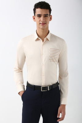 PETER ENGLAND Men Solid Formal Orange Shirt