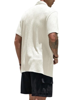 KHANJAN FASHION Men Self Design, Checkered Casual White Shirt