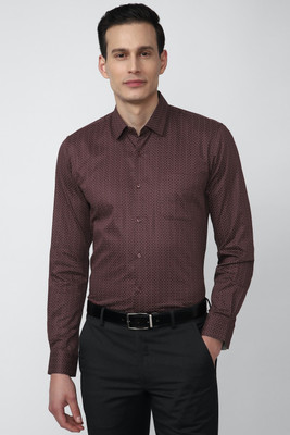 PETER ENGLAND Men Self Design Formal Brown Shirt