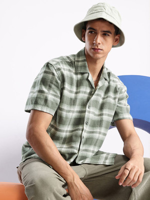 AEROPOSTALE Men Checkered Casual Green Shirt