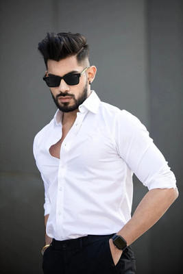 Vmdesigns Men Solid Casual White Shirt