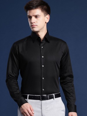 Hancock Men Solid Formal Black Shirt