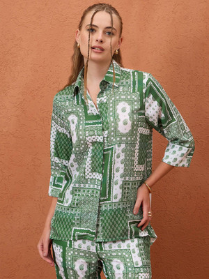 CORSICA Women Printed Casual Green Shirt