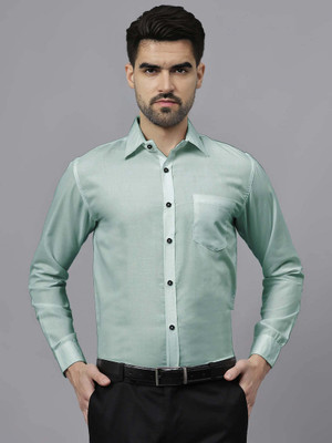 Navkanj Men Solid Formal Green Shirt