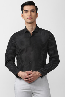 PETER ENGLAND Men Striped Formal Black Shirt