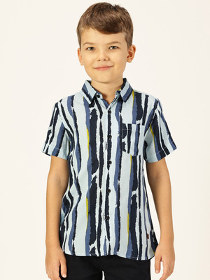 KILLER Boys Printed Casual Blue Shirt